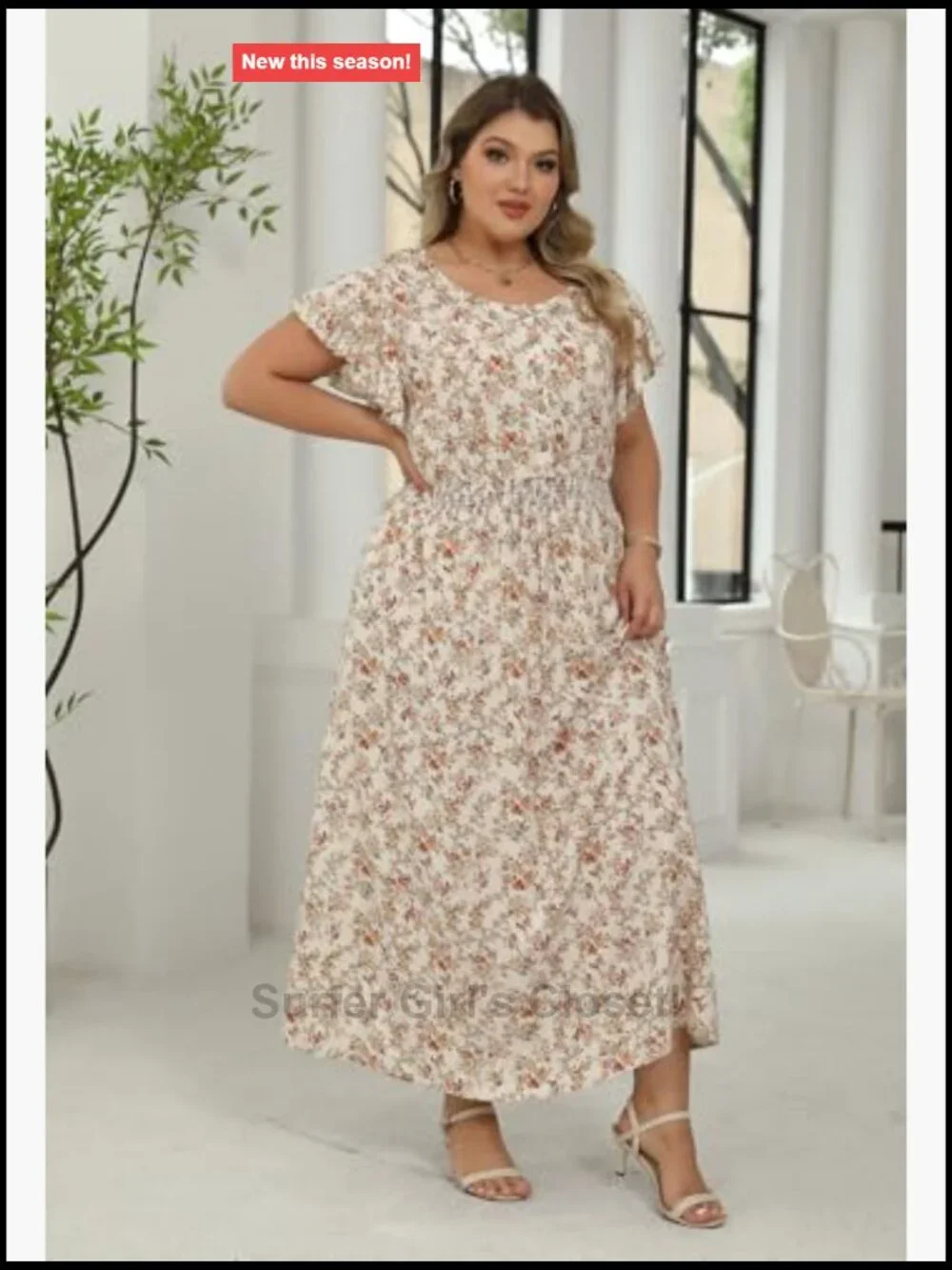 Plus Size Boho Maxi Dress Floral Flared Pocket Casual Summer